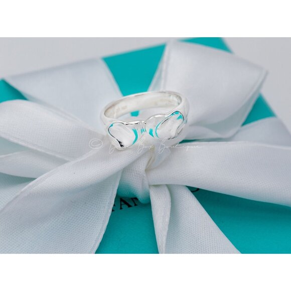 Tiffany & Co. Vintage Ring Elsa Peretti Promise Double Heart Band Silver Size 5 - Picture 6 of 8